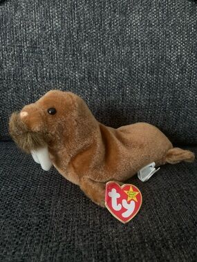 Ty Brown Walrus Beanie Plush with Ivory Tusks